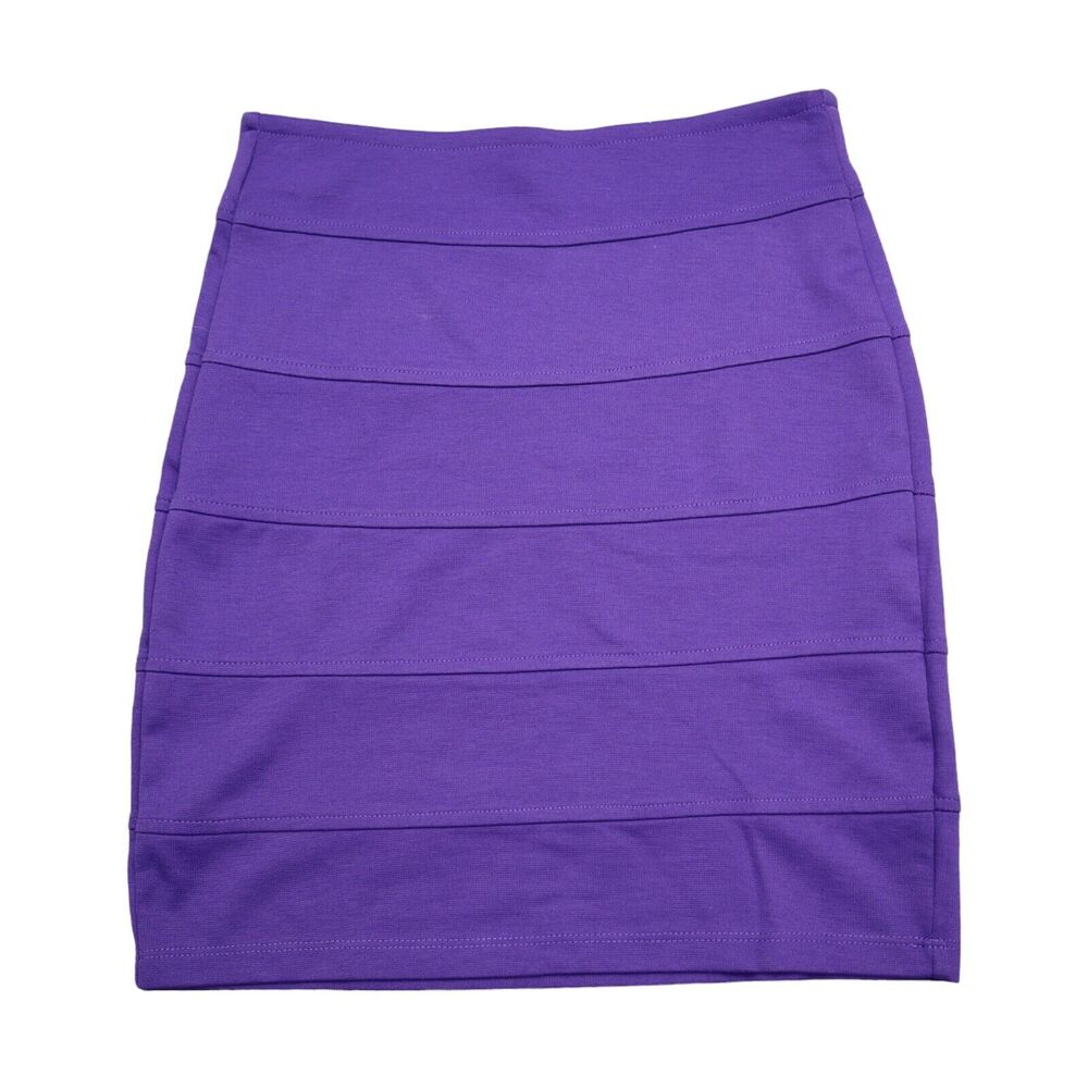 Basic House Skirt Womens S Purple Short Bandage Solid Elastic Waist Pull On